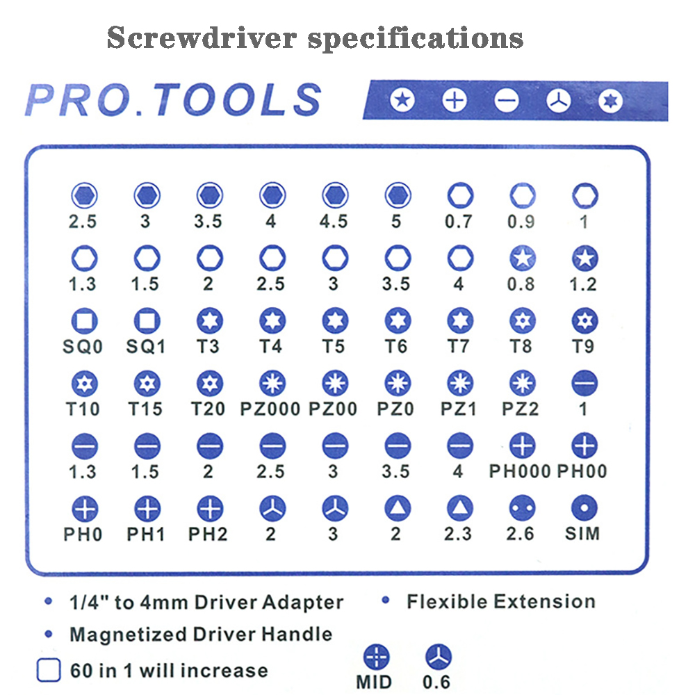 60 in 1 Precision Screwdriver Set For Cell Phone Laptop Multifunction Repair
