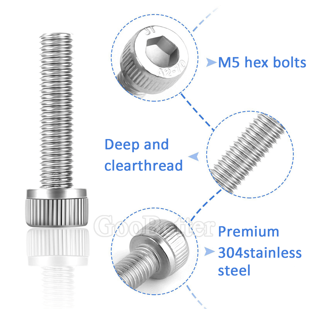 172Pcs M5 Allen Cap Stainless Steel Screws Bolts & Nuts Socket Screw Hex DIN 912 - HomeDIYer