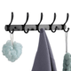 Stainless Steel Black Coat Hooks Drill Free Hanging Hooks Crested Tail 5 Hook