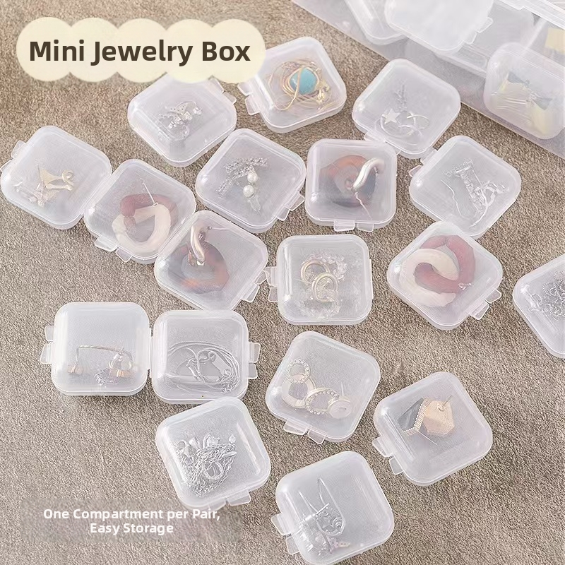 Clear Plastic Mini Storage Box with Lid – Jewelry, Earring Stud & Small Parts Organizer