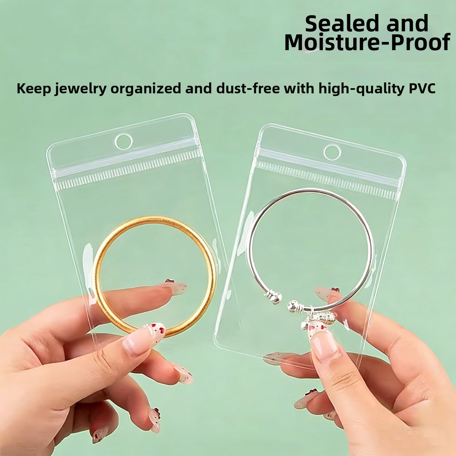 PVC Transparent Zip-Seal Hanging Display Bags – Jewelry, Earring & Jade Storage with Hang Hole