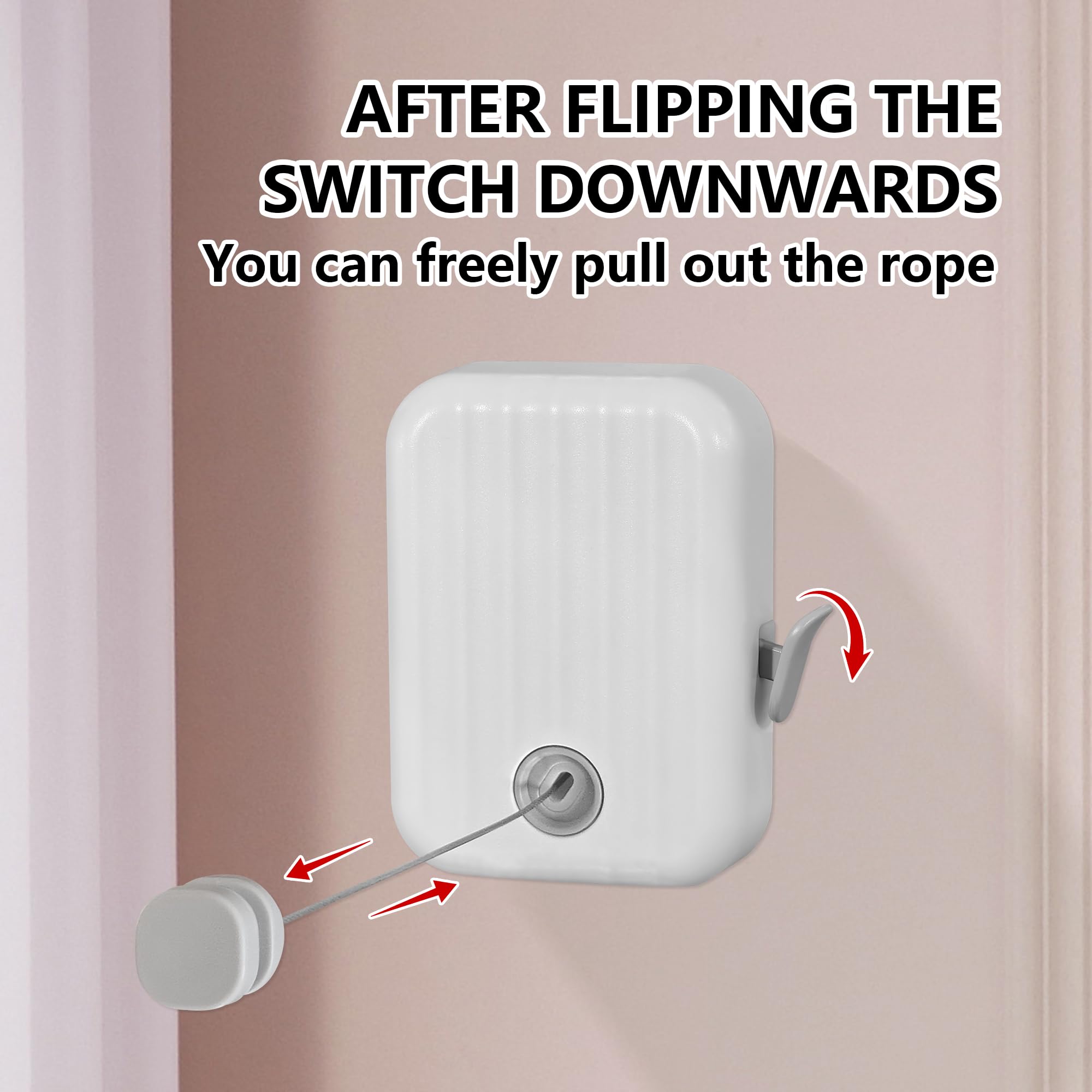 Retractable Clothesline Heavy Duty Clothes Drying Laundry Line Wall Mounted Easy Hanging Clothes Drying Laundry Line Retracting Hanging Lock to Prevent Sagging