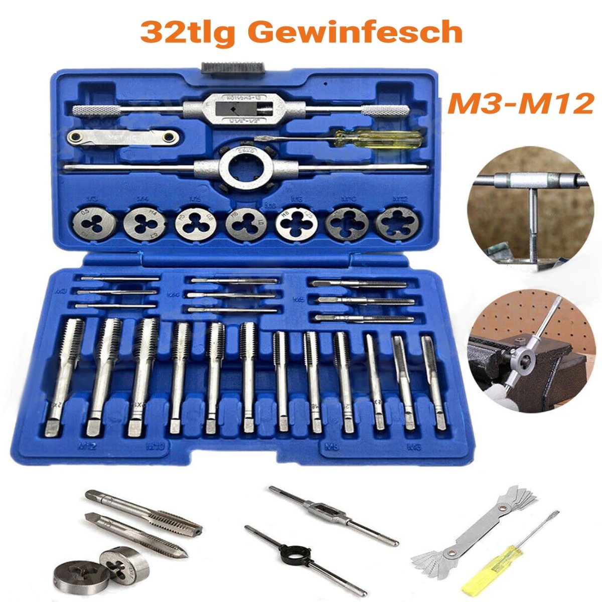 Experience Unmatched Quality and Durability with the Metric Tap and Die Set - A Comprehensive 32 - Piece Tool Kit for Precision Threading and Rethreading - HomeDIYer