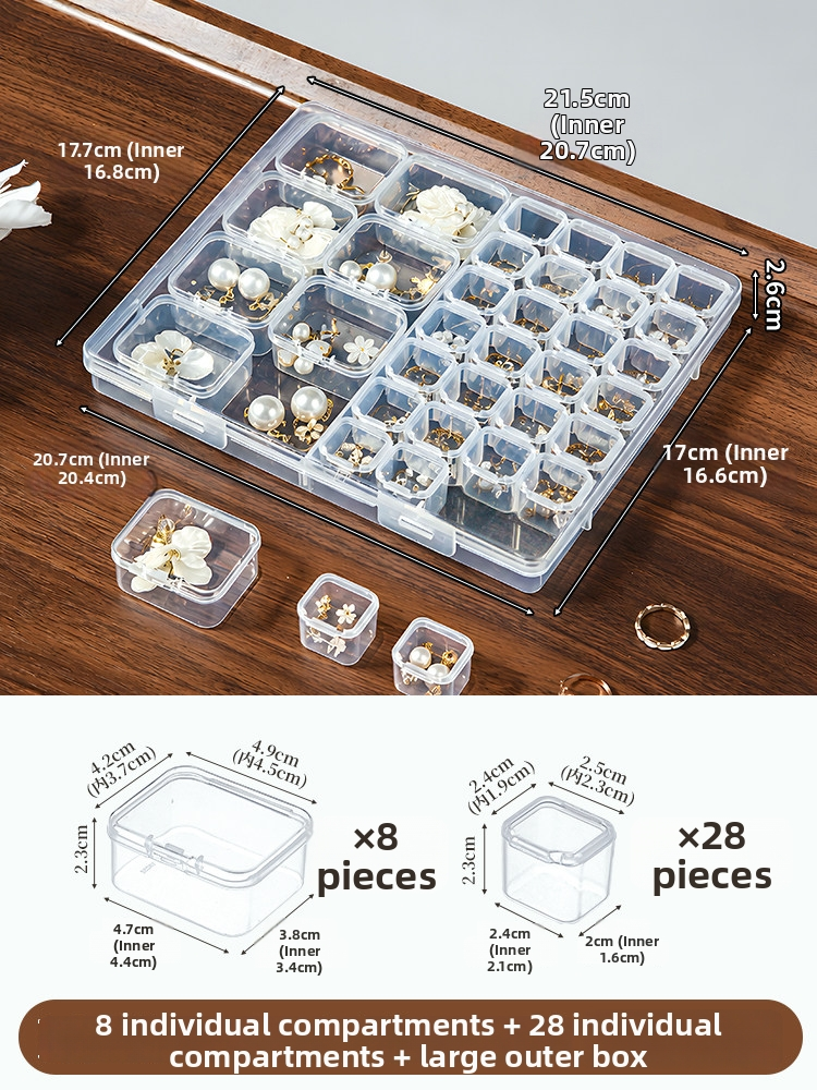 Anti-Tarnish Transparent Jewelry Storage Box – Multi-Compartment for Earrings, Rings & Necklaces