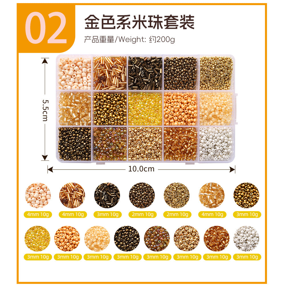 3mm Glass Rice Bead Set – 15-Slot DIY Bracelet & Necklace Making Kit, 9 Colors