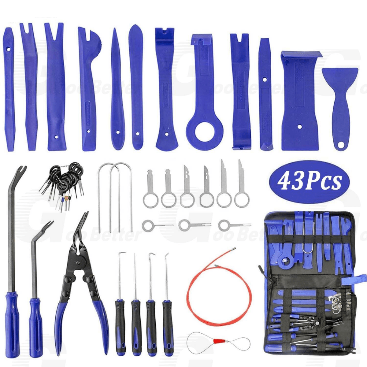 43Pcs Car Trim Removal Tool Kit Radio Hand Pry Panel Door Interior Clip Plastic - HomeDIYer