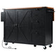 Farmhouse Kitchen Island with Power Outlet, X Barn Door, Internal Rack & Drop Leaf, 54.5 in.