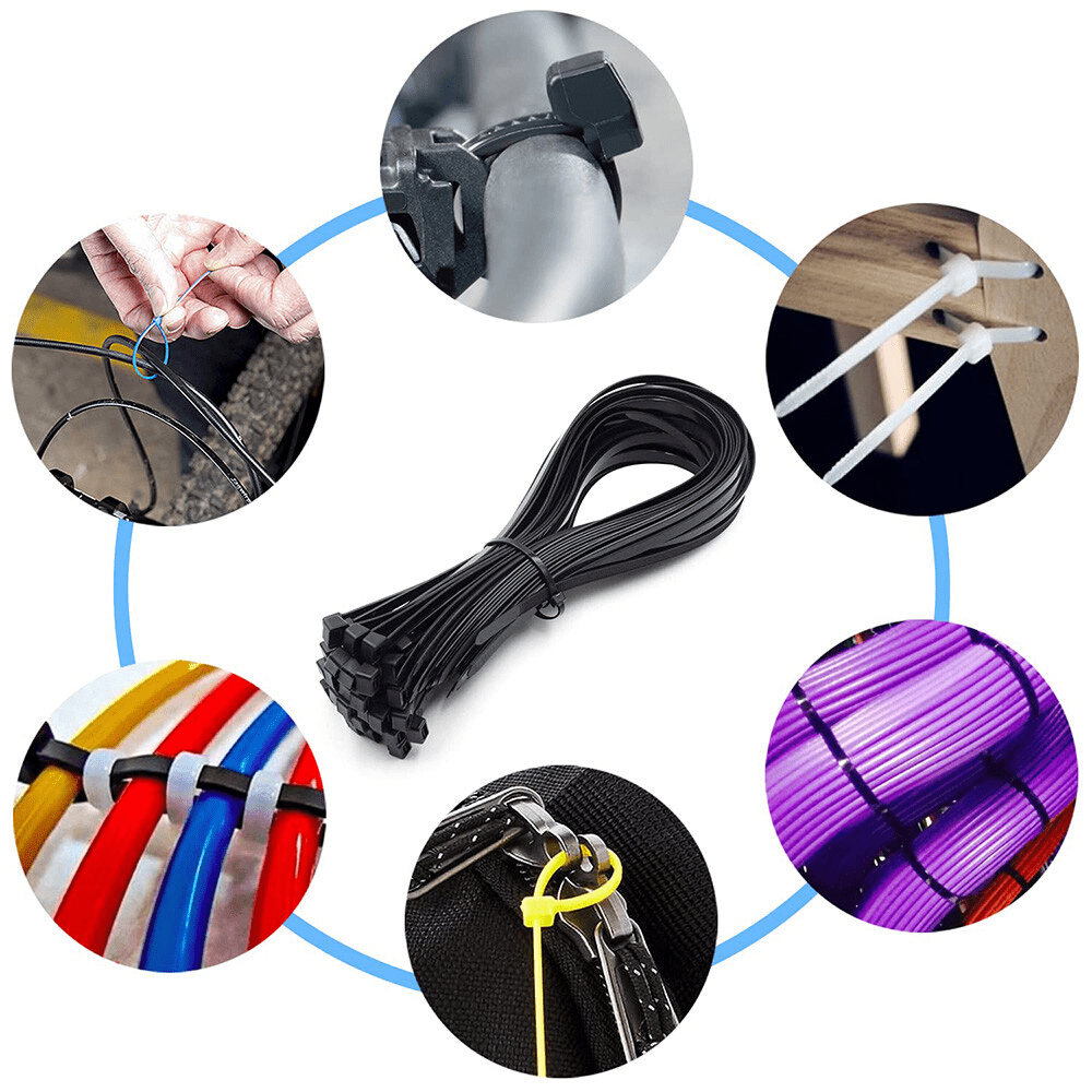 60 - 500mm Length Cable Ties Nylon Zip Tie Self - locking Best Quality White/Black - HomeDIYer