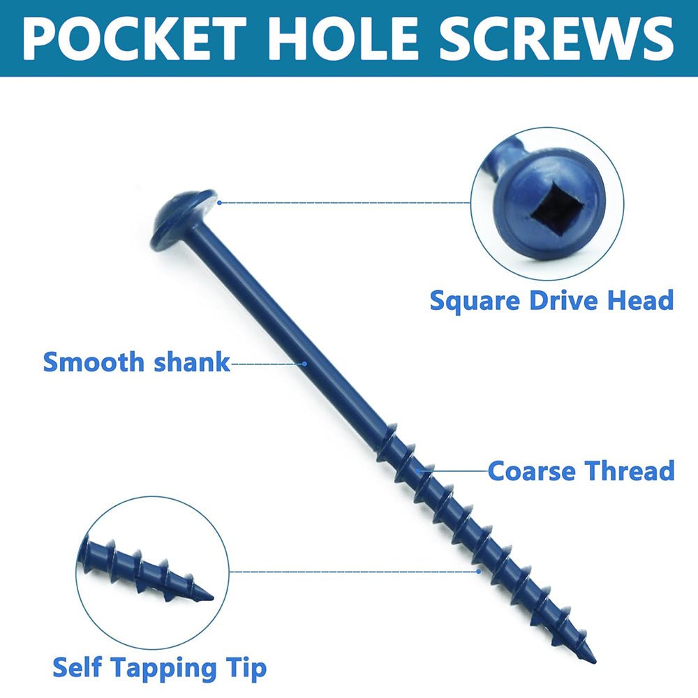 360 Pcs Blue Square Drive Self Tapping Coarse Thread Wood Screws Assortment Set - HomeDIYer