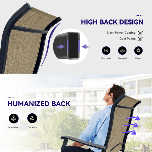 Swivel Dining Chairs Set of 2, Outdoor Swivel Breathable Textilene Patio Chairs Lawn Chairs for Front Porch Backyard Deck - HomeDIYer