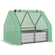 Galvanized Raised Garden Bed with Greenhouse Cover, 50x37.5 in Metal Planter Box with 2 Roll-Up Windows for Vegetables, Flowers & Herbs, Green
