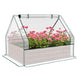Galvanized Raised Garden Bed with Mini Greenhouse Cover, 47x35 in Open-Bottom Planter Box for Herbs & Vegetables, Patio & Balcony, White & Brown