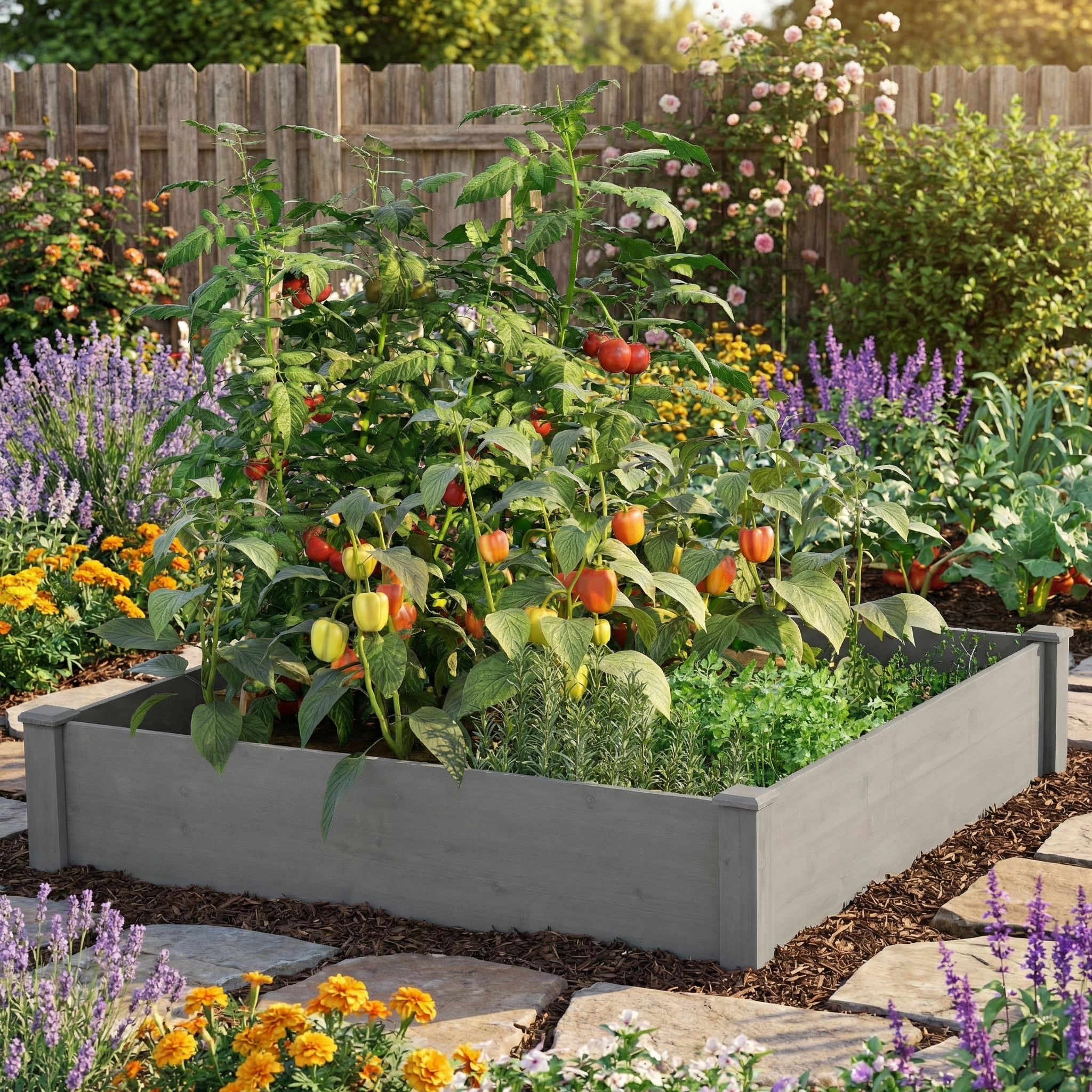48x48x10" Raised Garden Bed – Square Wood Planter Box with Tool-Free Assembly