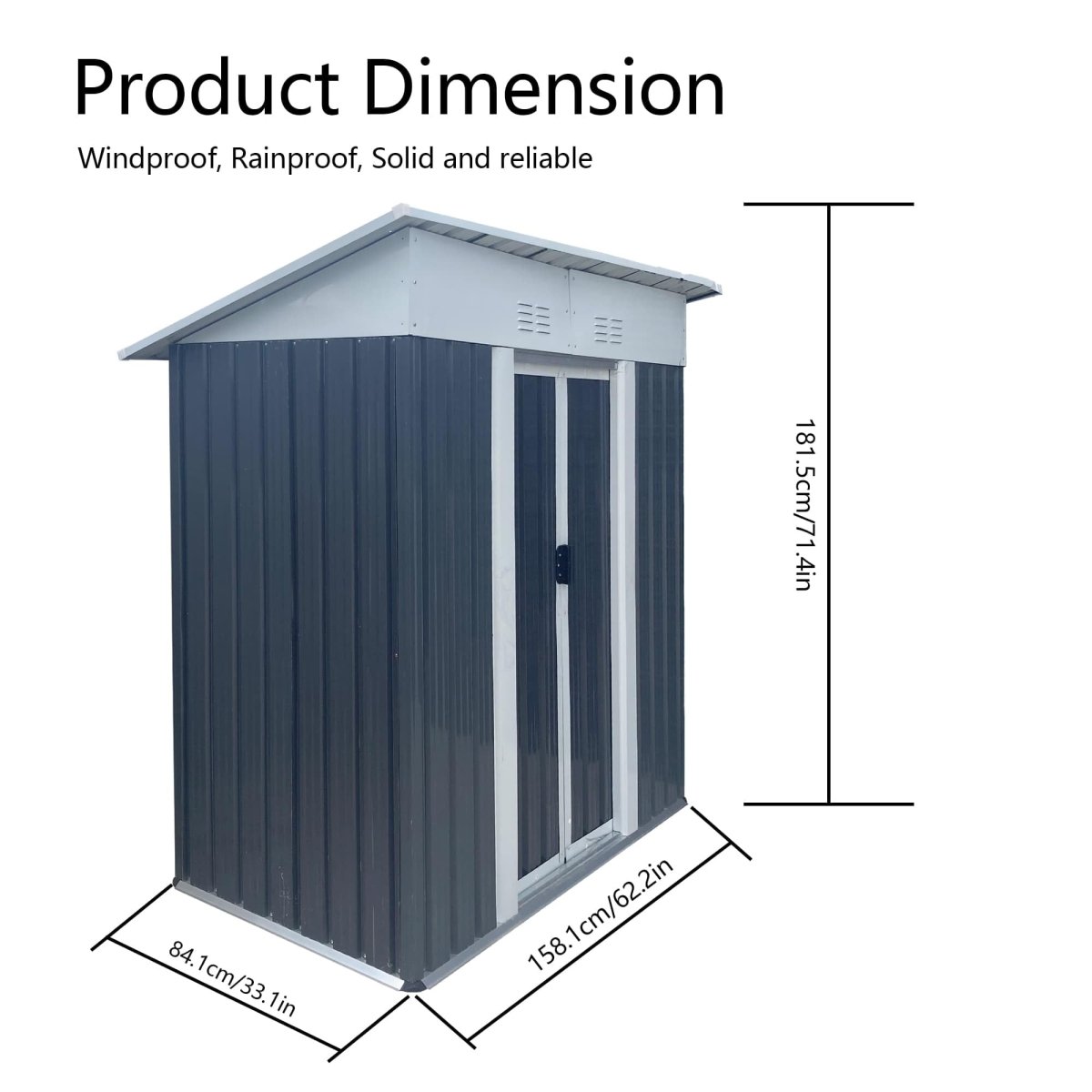 5x3FT Vertical Outdoor Storage Shed | Corrosion Resistant Metal Tool Shed - HomeDIYer