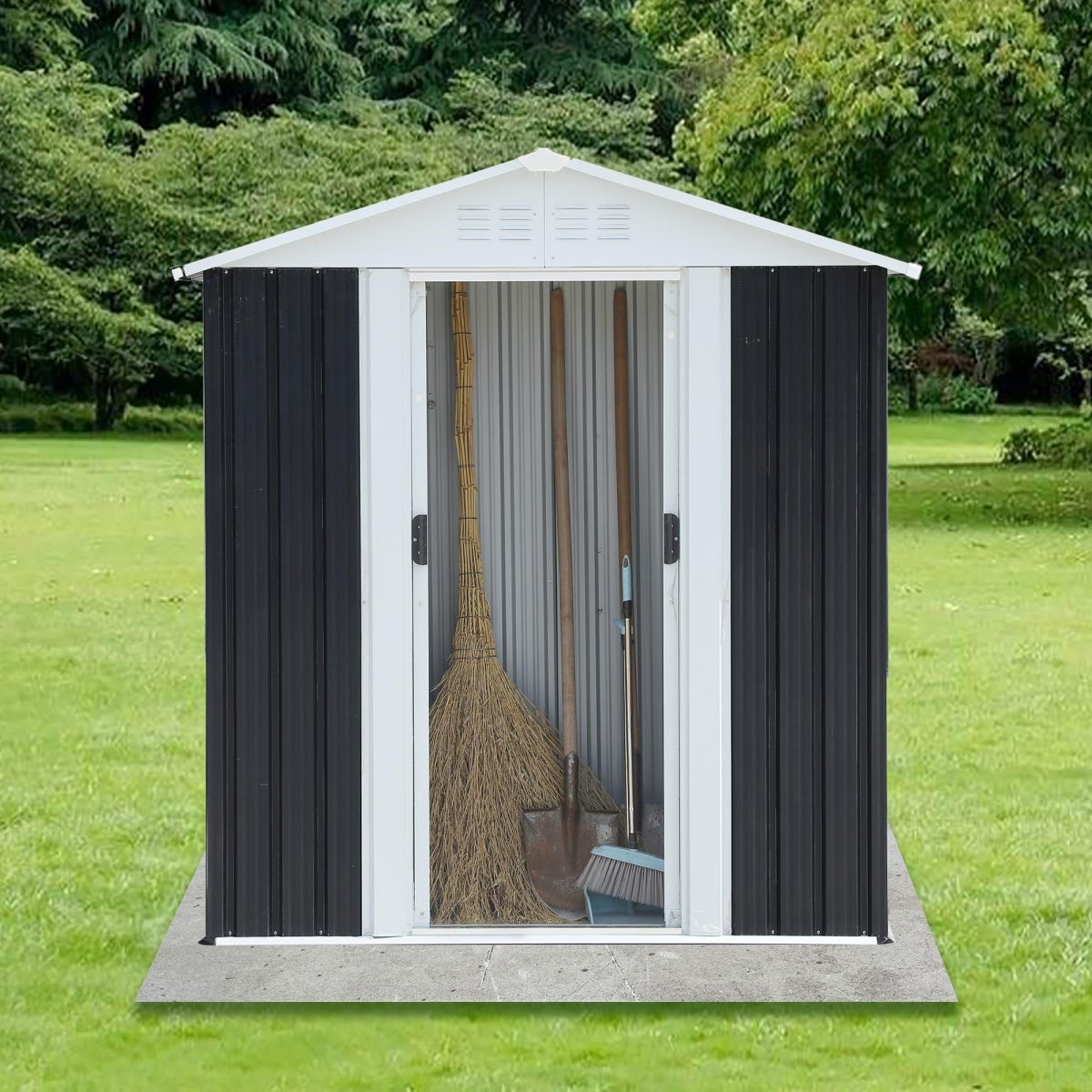 5x3FT Outdoor Storage Shed | Apex Roof Metal Garden Shed | Foundationless - HomeDIYer