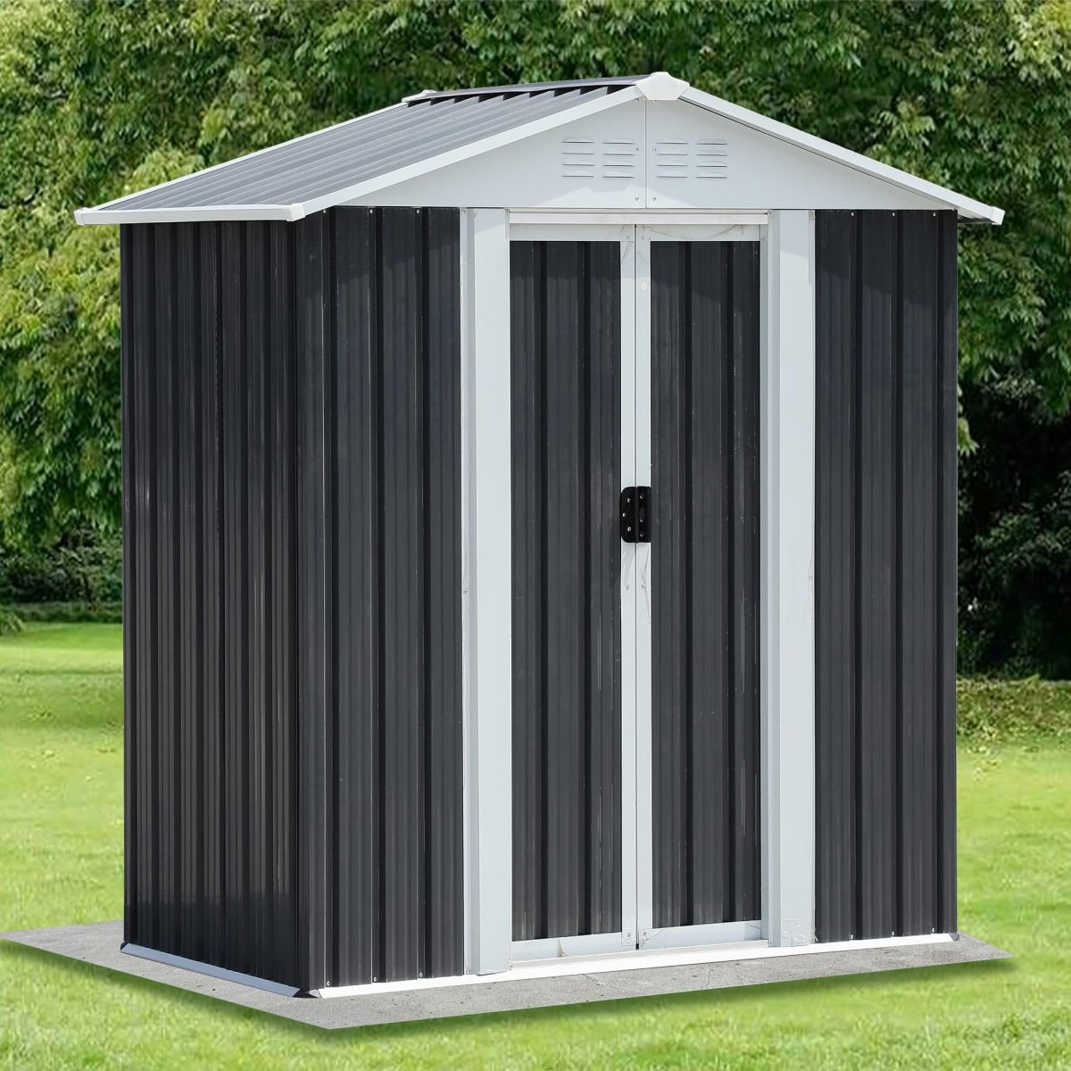 5x3FT Outdoor Storage Shed | Apex Roof Metal Garden Shed | Foundationless - HomeDIYer