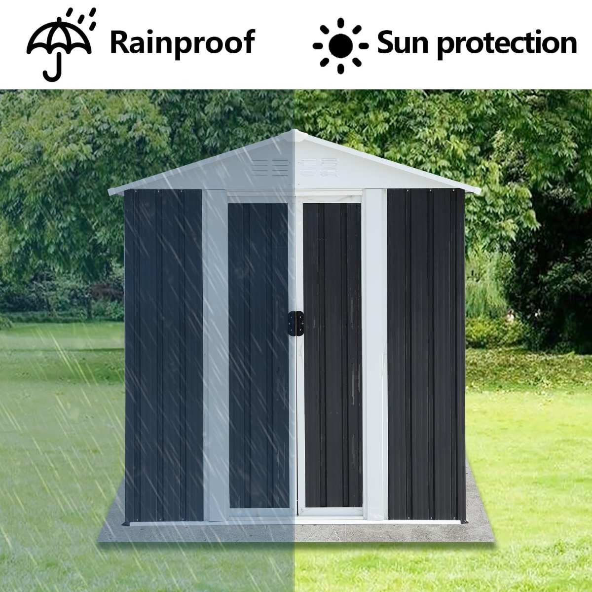 5x3FT Outdoor Storage Shed | Apex Roof Metal Garden Shed | Foundationless - HomeDIYer