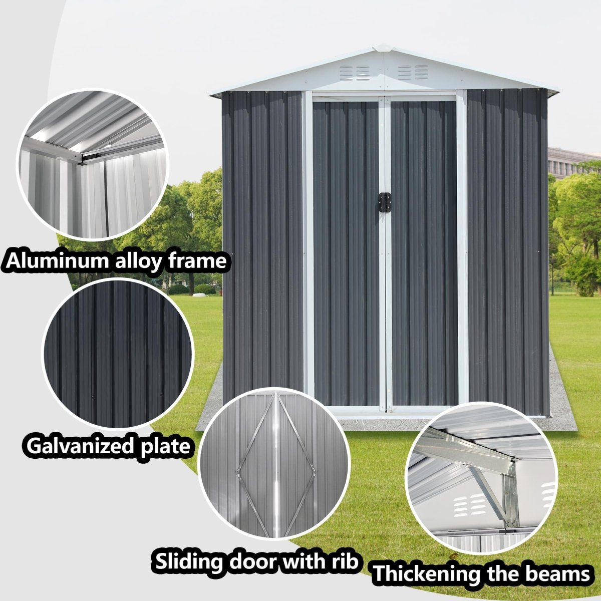 5x3FT Outdoor Storage Shed with Base | Heavy Duty Metal Garden House - HomeDIYer