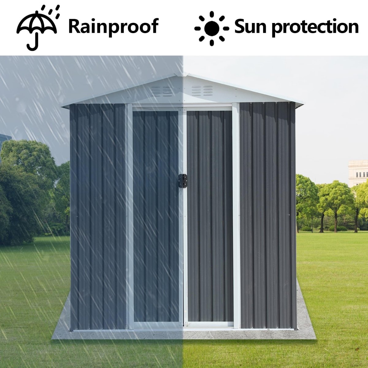 5x3FT Outdoor Storage Shed with Base | Heavy Duty Metal Garden House - HomeDIYer