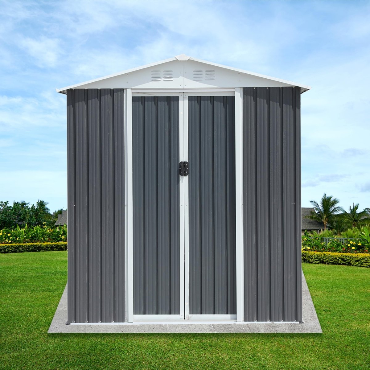 6x4FT Outdoor Metal Storage Shed | Aluminum Alloy Garden Shed - HomeDIYer