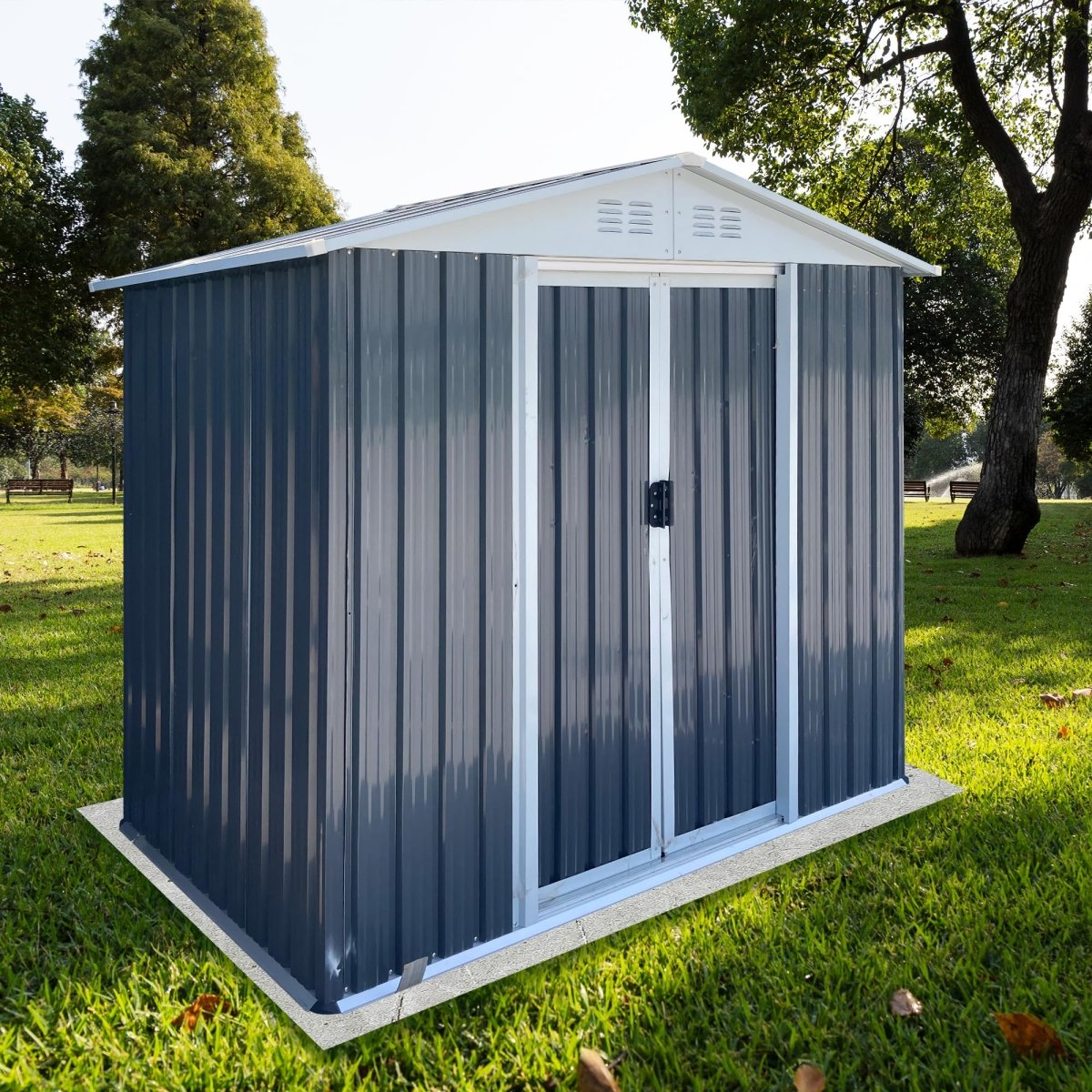 6x4FT Outdoor Metal Storage Shed | Aluminum Alloy Garden Shed - HomeDIYer