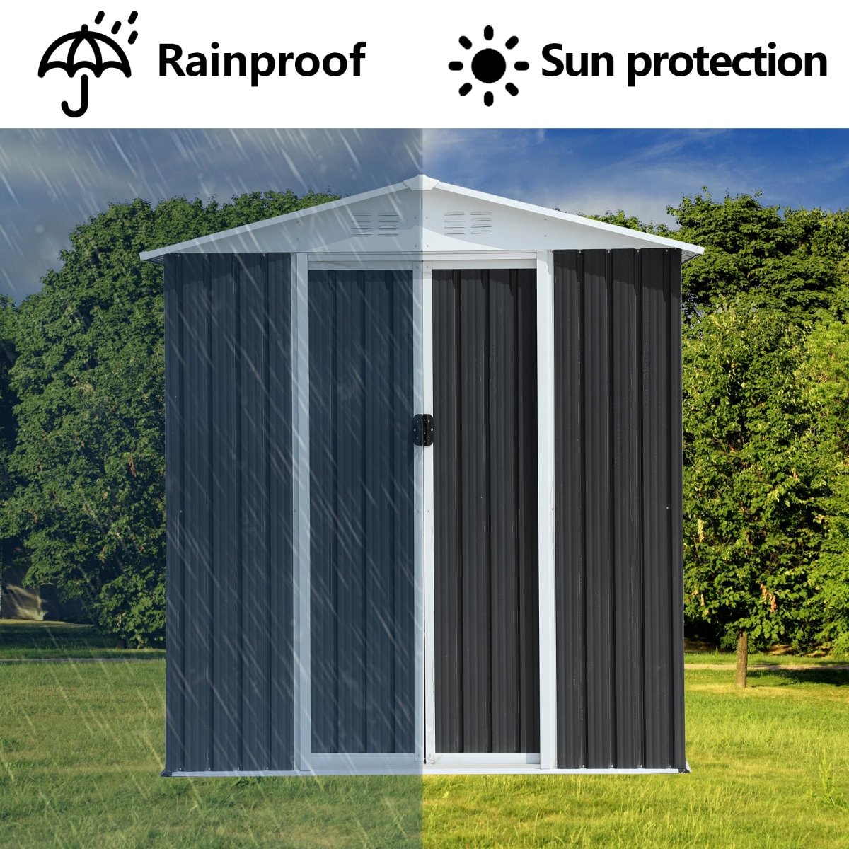 6x9FT Outdoor Metal Storage Shed | Waterproof Garden Shed with Lockable Door - HomeDIYer