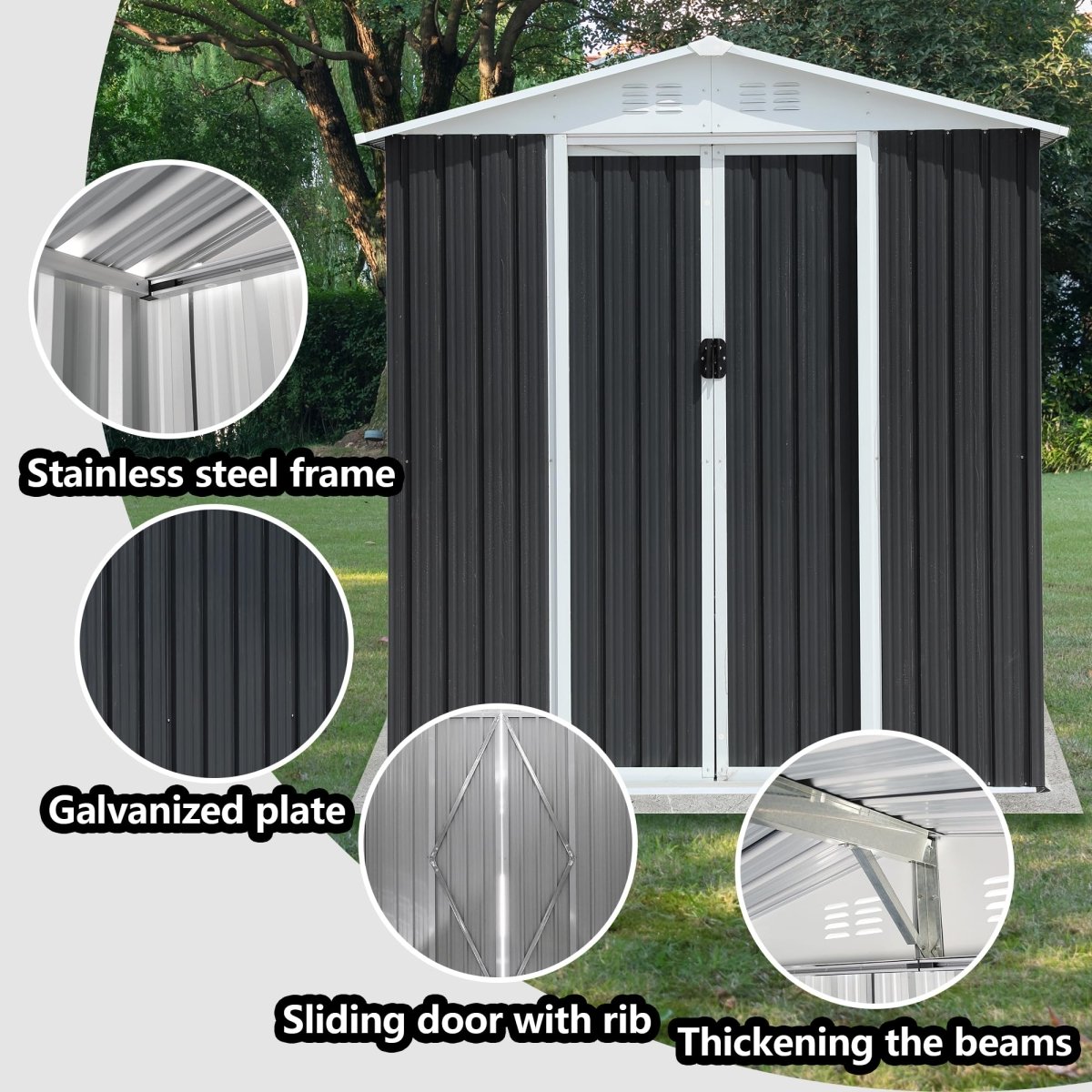 6x9FT Outdoor Metal Storage Shed | Waterproof Garden Shed with Lockable Door - HomeDIYer