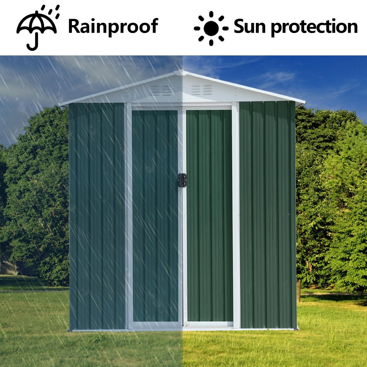 6x4FT Outdoor Storage Shed | Green Aluminum Alloy Garden Shed - HomeDIYer