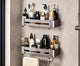 Shower Shelf-2 Tier Rustproof Bonded Shower Caddy -Wall-Mounted Shower Holder-8 Hooks,Towel Bars-Shower Accessories Bathroom Organiser-No Drilling Required for Installation