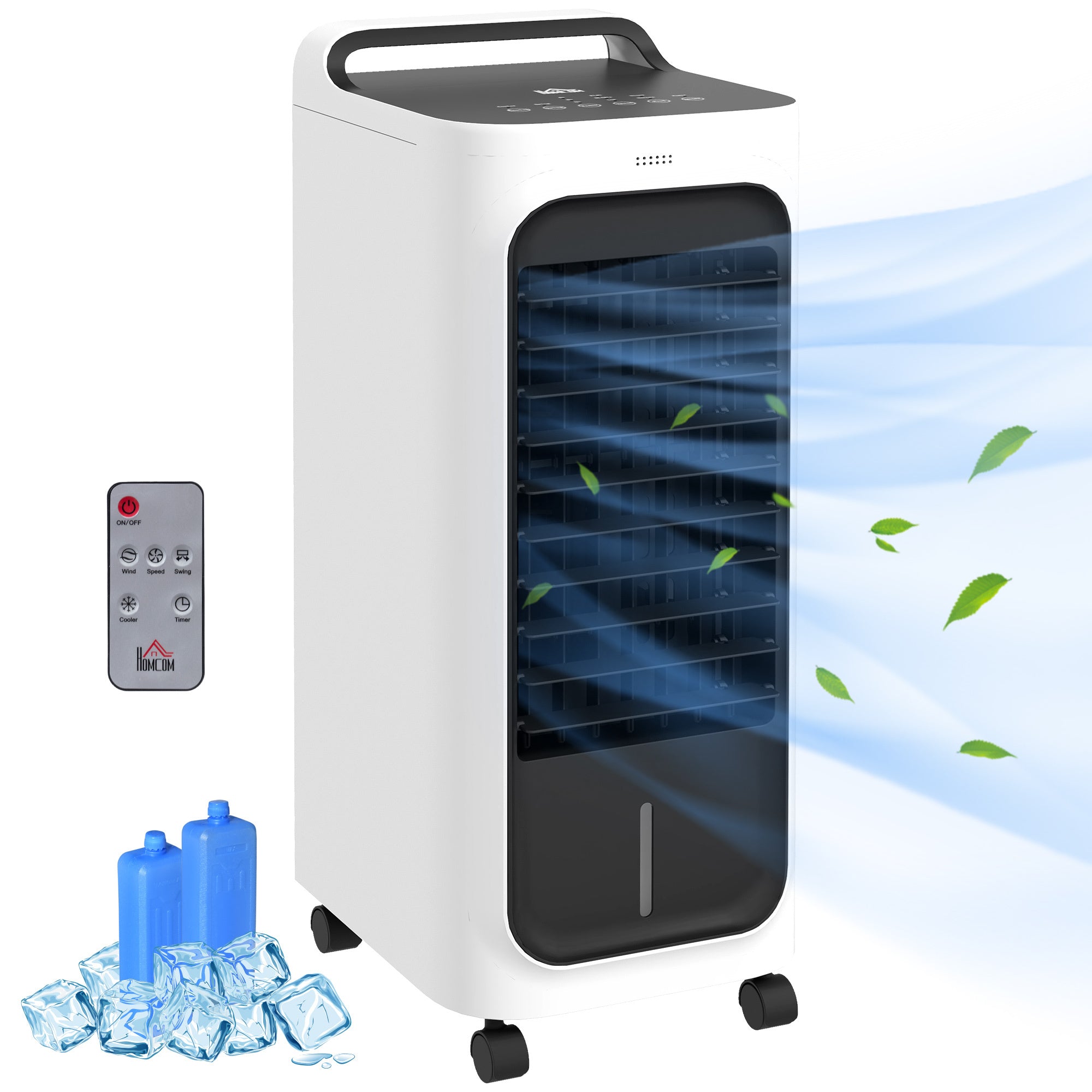HOMCOM 26' Evaporative Air Cooler with Ice Packs, 3-In-1 Ice Cooling Fan, Portable Swamp Cooler with Water Tank, Timer, 90° Oscillating