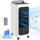 Evaporative Air Cooler 215 sq ft, 3-in-1 Portable Swamp Cooler with Ice Packs, 1.3 Gal Tank, 90° Oscillation, Remote & Timer, White