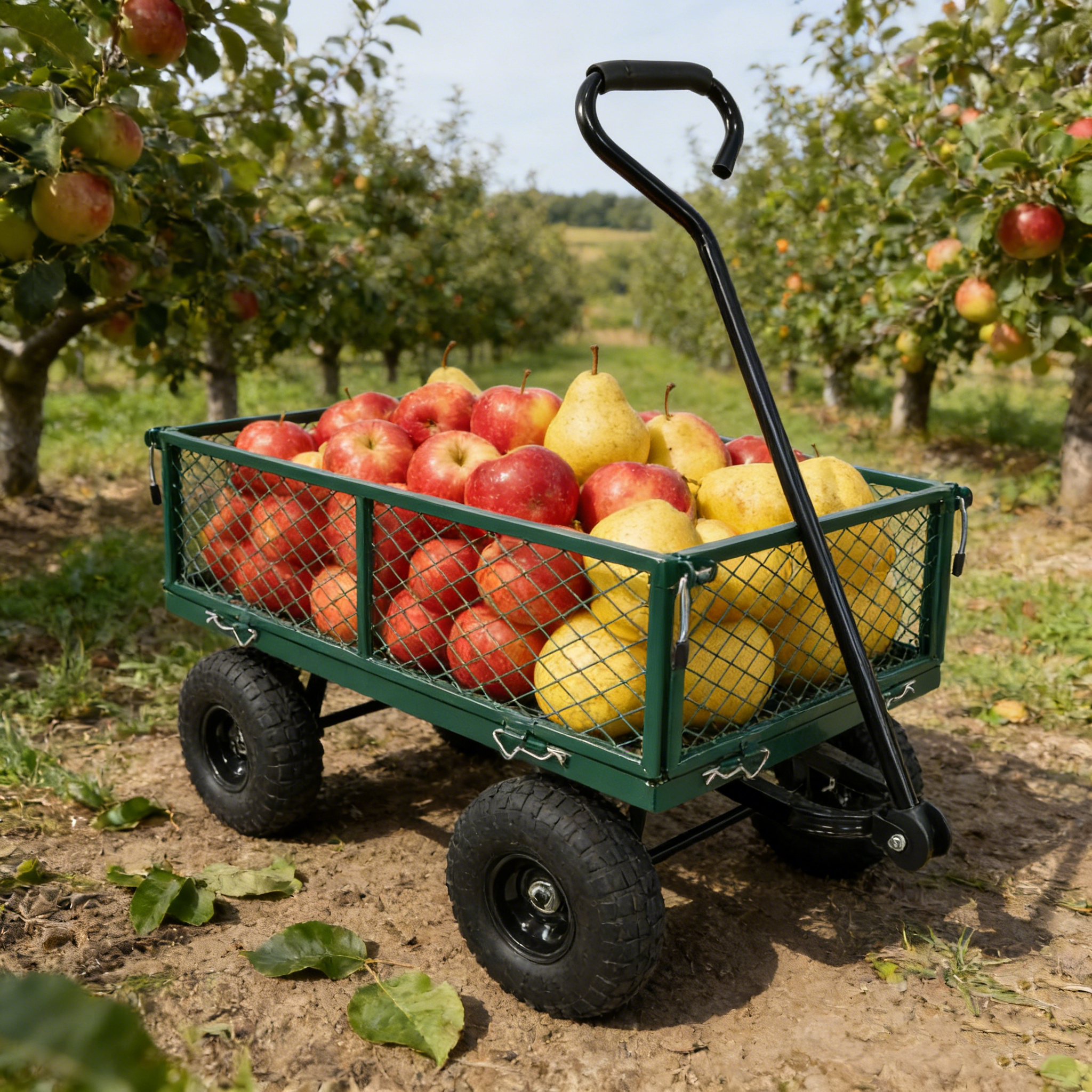 Wagon Cart Garden cart trucks make it easier to transport firewood (green)