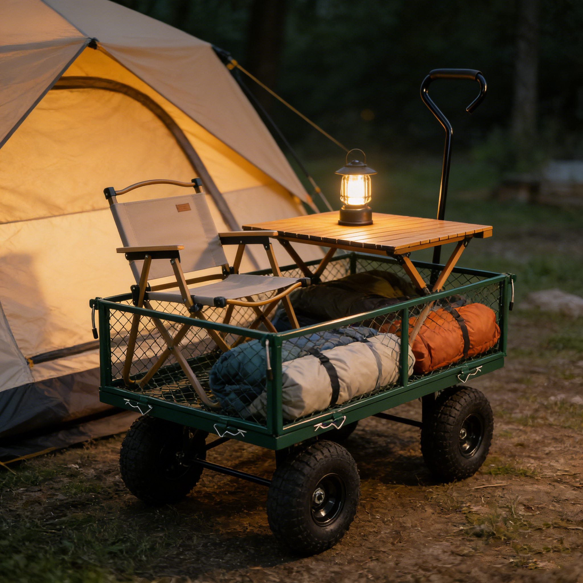 Wagon Cart Garden cart trucks make it easier to transport firewood (green)