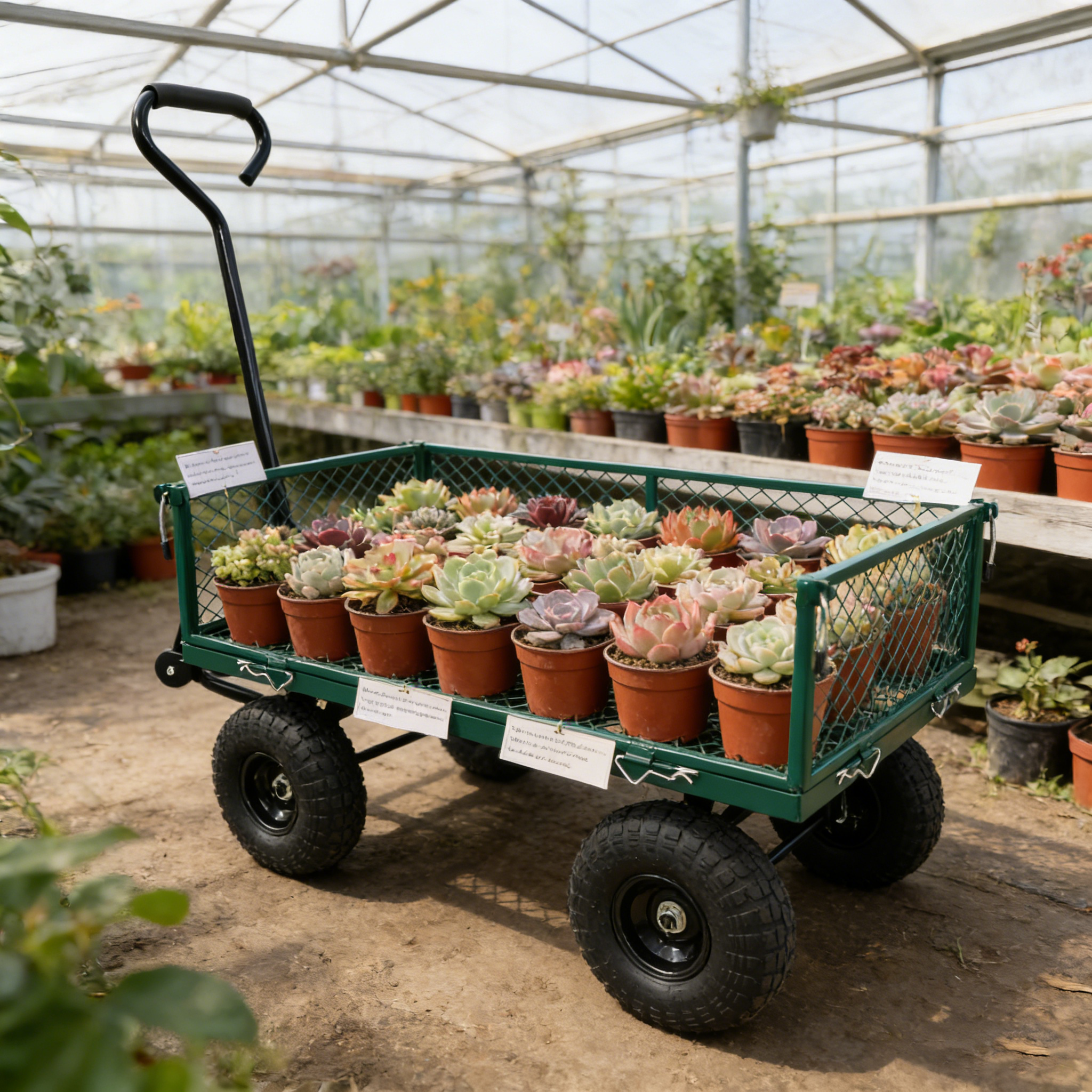 Wagon Cart Garden cart trucks make it easier to transport firewood (green)