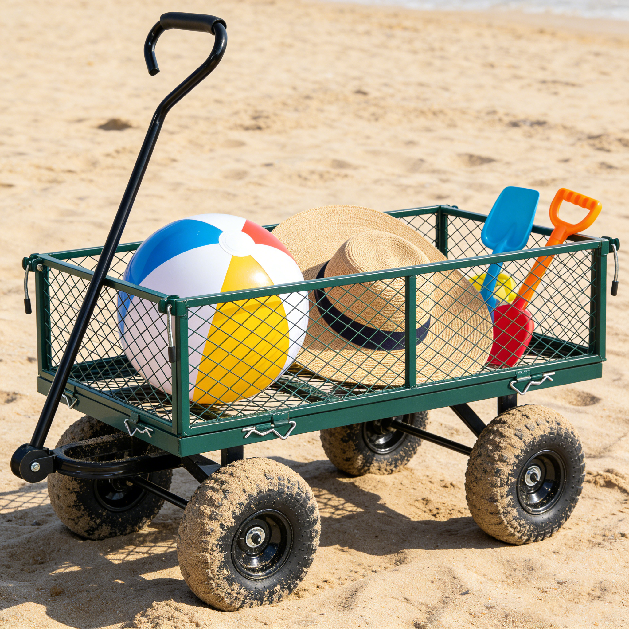 Wagon Cart Garden cart trucks make it easier to transport firewood (green)