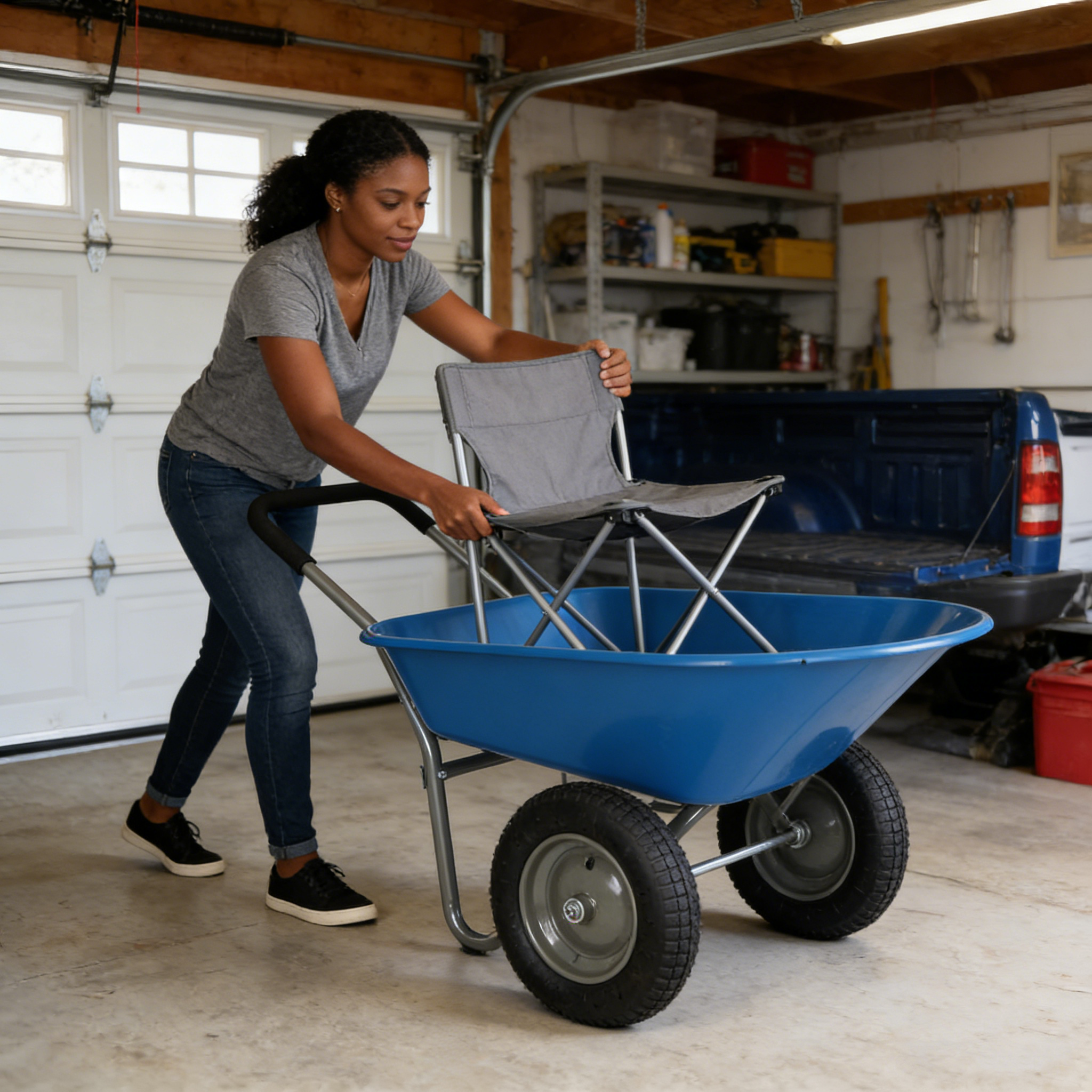 wheel barrow Two wheeled trolley for blue garden 15 inch pneumatic wheel WB189BL