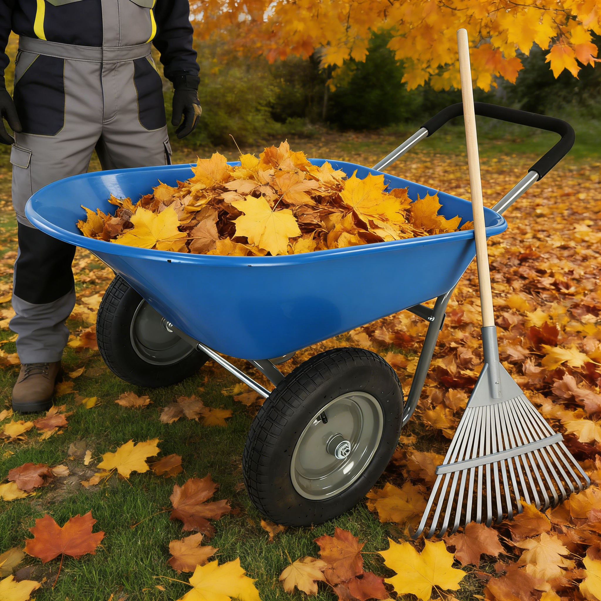 wheel barrow Two wheeled trolley for blue garden 15 inch pneumatic wheel WB189BL