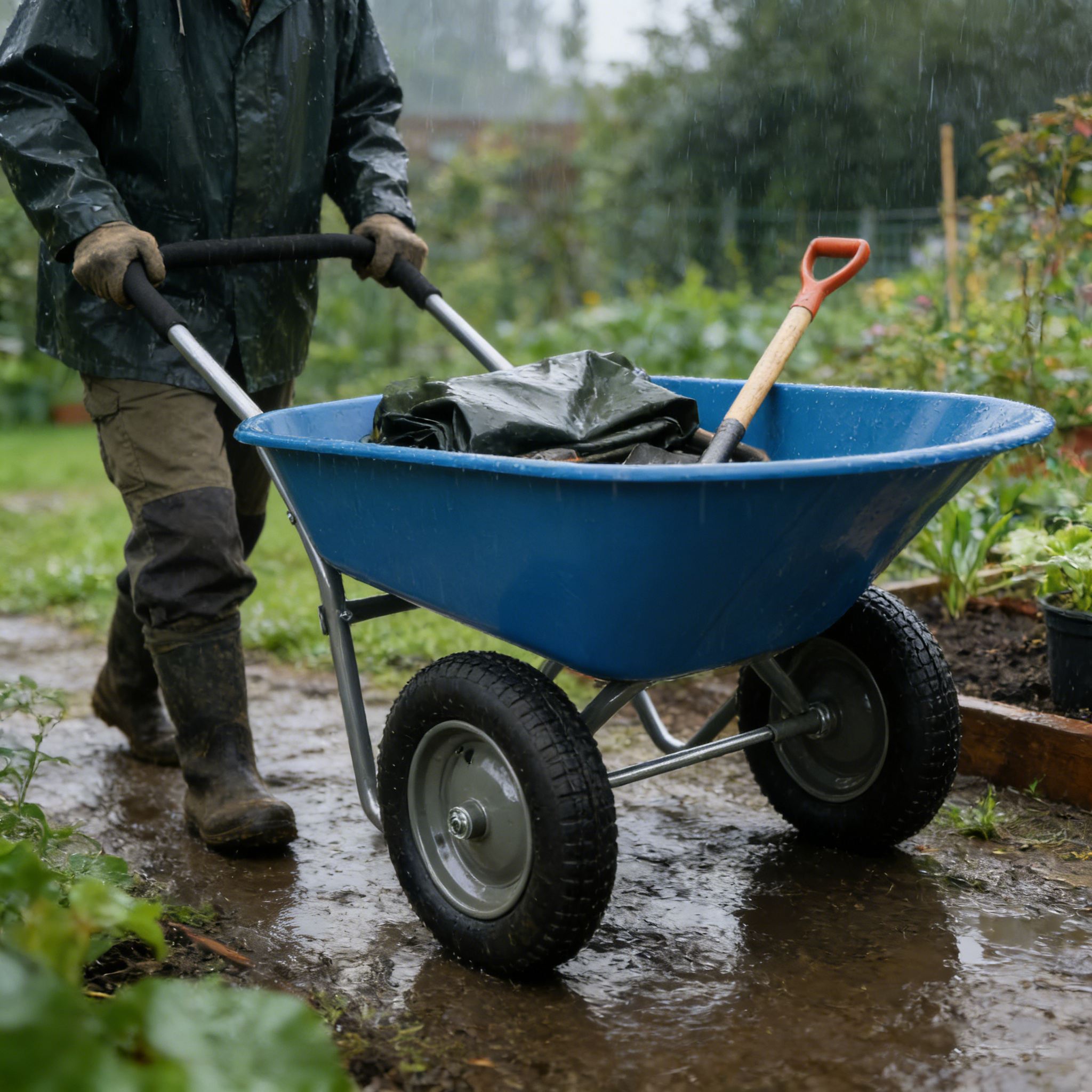 wheel barrow Two wheeled trolley for blue garden 15 inch pneumatic wheel WB189BL