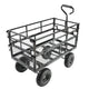 Black Double Fence Utility Cart – 600 lb Heavy-Duty Wagon for Firewood, Garden &amp; Farm, Black