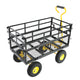 Mini Folding Wagon with Brake – Garden, Shopping & Beach Cart, 150 lbs Capacity, Orange+Black