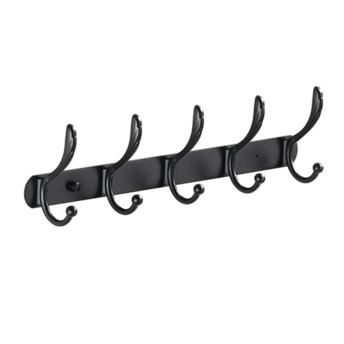 Stainless Steel Black Coat Hooks Drill Free Hanging Hooks Crested Tail 5 Hook - HomeDIYer