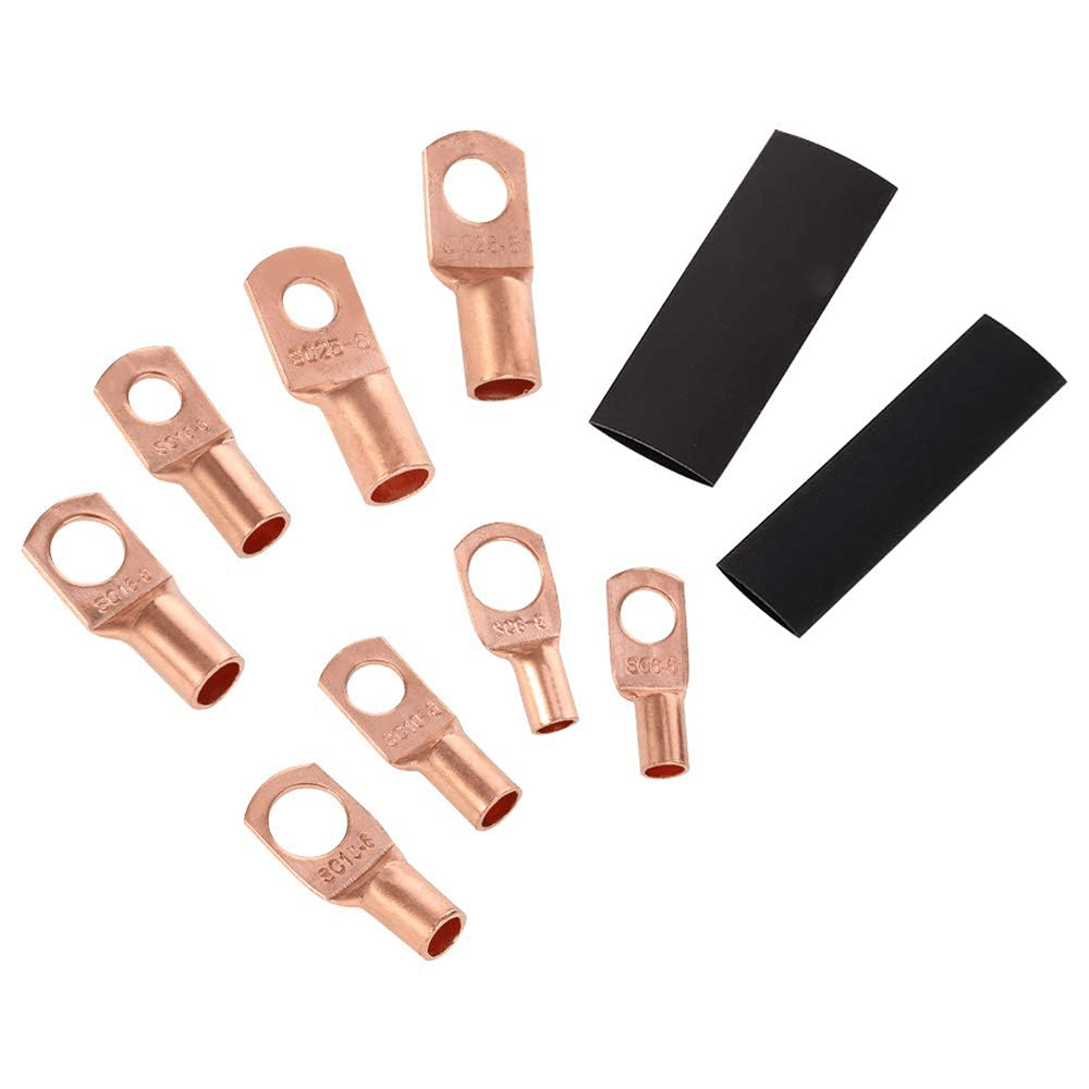 140pcs Copper Wire Lugs Battery Cable Ends Terminal Connectors Assortment Kit - HomeDIYer