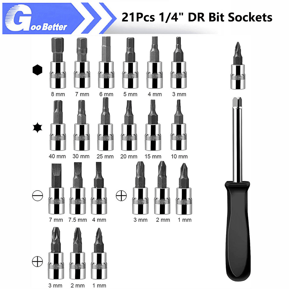 46PCS 1/4 Socket Ratchet Wrench Set Impact Socket Bit Kit Automotive Repair Tool - HomeDIYer
