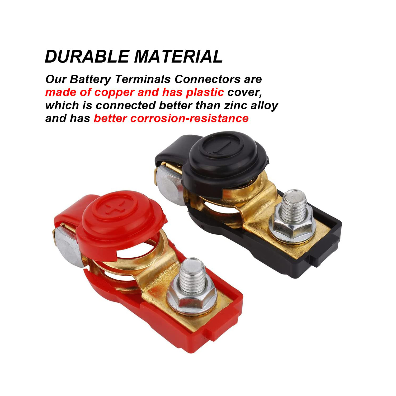 2pcs Battery Cable Terminals Car Terminal Clamps Connectors Negative & Positive
