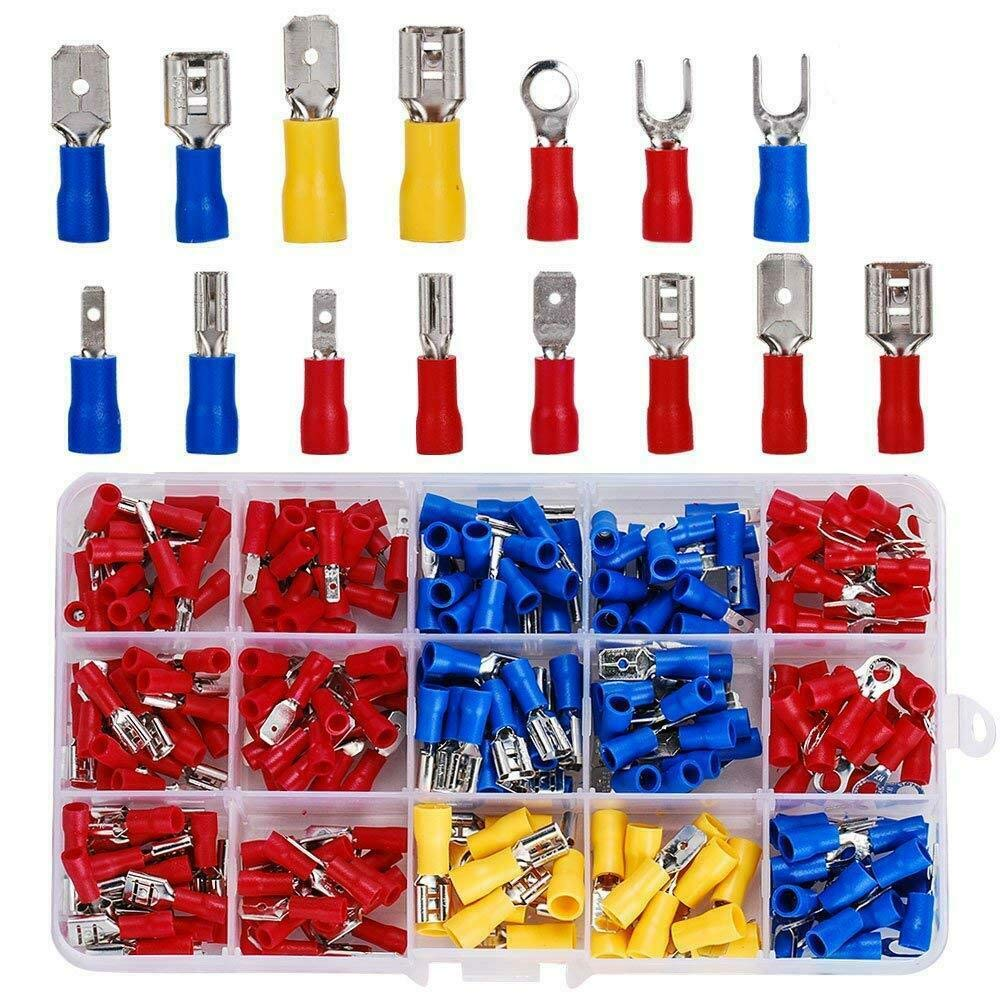 280pcs Assorted Insulated Electrical Wire Terminal Crimp Connector Spade Set Kit
