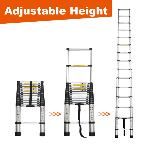 Telescoping Ladder 14.5FT, Telescopic Extension Ladder, Aluminum Alloy Folding Ladder Portable Multi - Purpose for Indoor Outdoor Work, Heavy Duty 300 lbs Load - HomeDIYer
