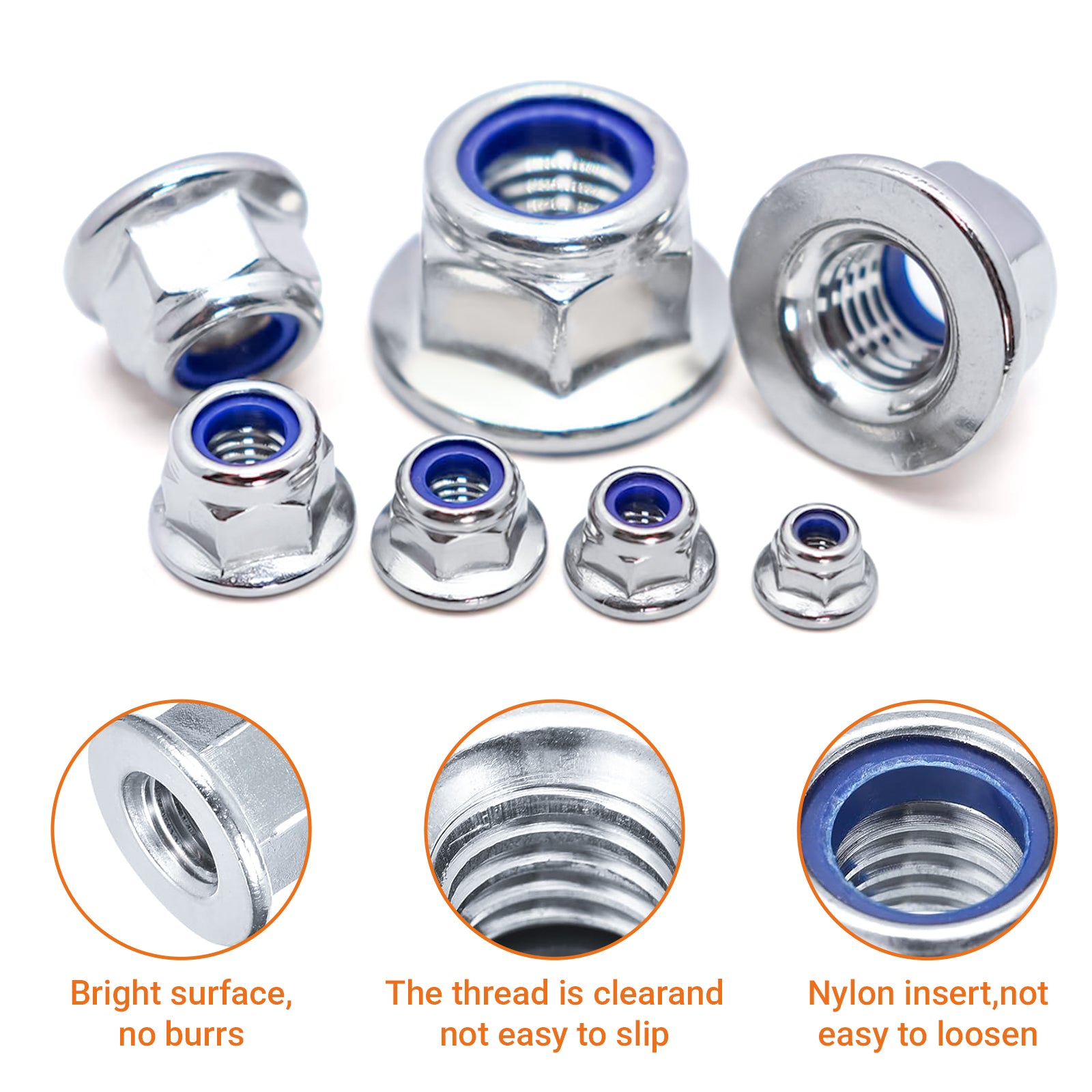 Zinc Plated Flanged Nyloc Nuts – Flange Nylon Insert Locking Nuts M5 to M12 | DIN6926