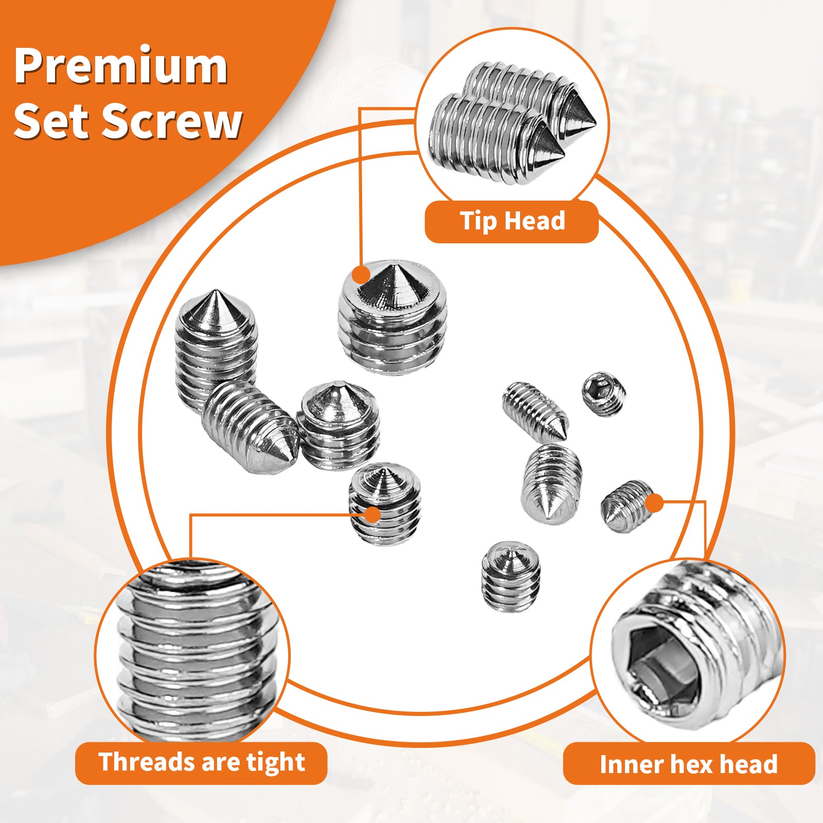 A2-70 Stainless Steel Cone Point Grub Screws – Allen Socket Set Screws M3 to M8 | DIN914