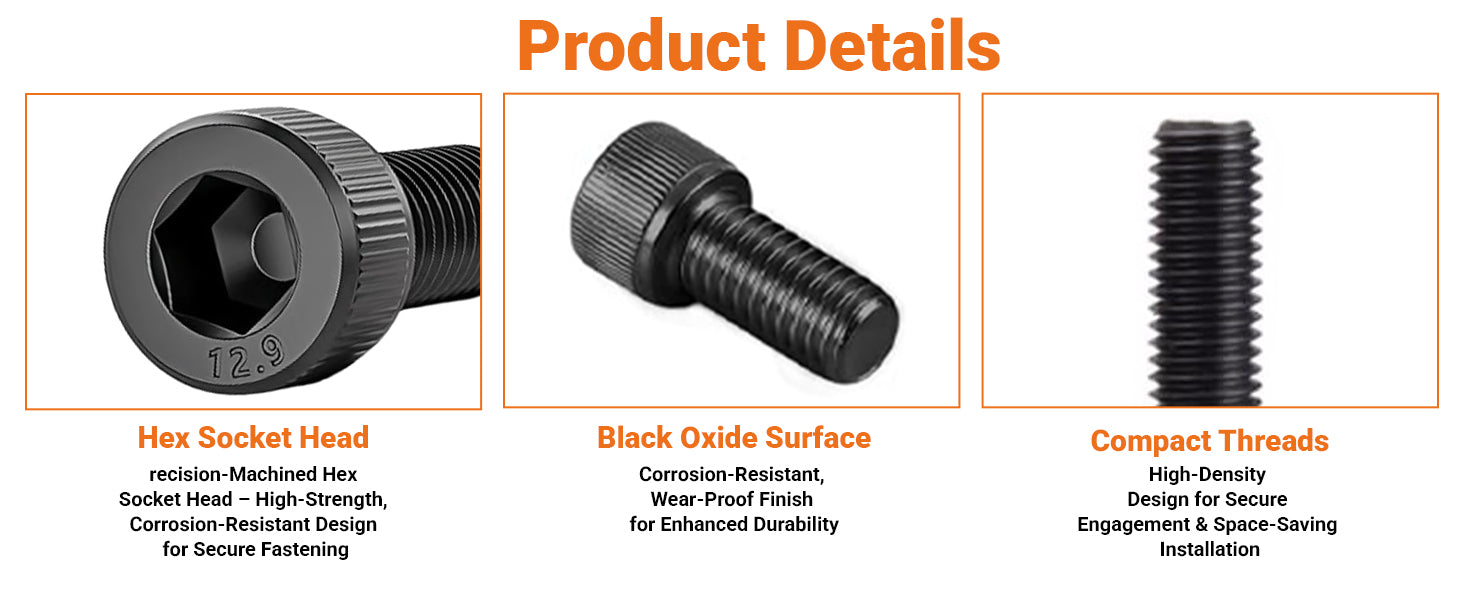Grade 12.9 High Tensile Socket Cap Screws – Allen Head Bolts M8 & M10 | DIN912