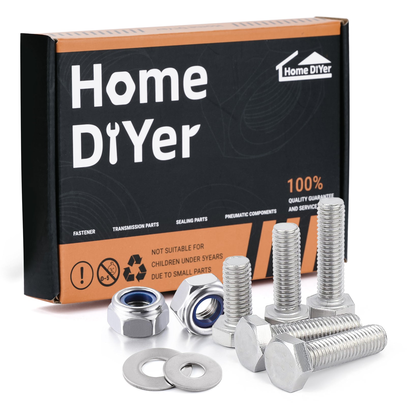 A2 Stainless Hexagon Set Screws with Nyloc Nuts & Washers – Fully Threaded Bolts M3 to M12